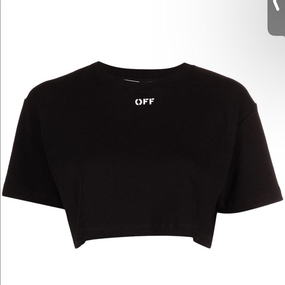 Off white logo-print cropped ribbed tee